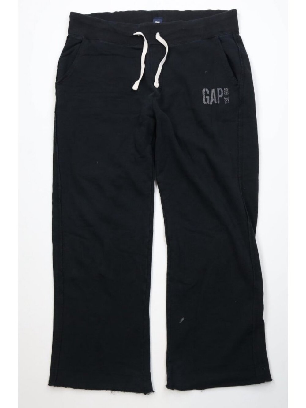 Vintage Y2K Gap Mens Large Distressed Spell Out Wide Leg Sweatpants Pants Black